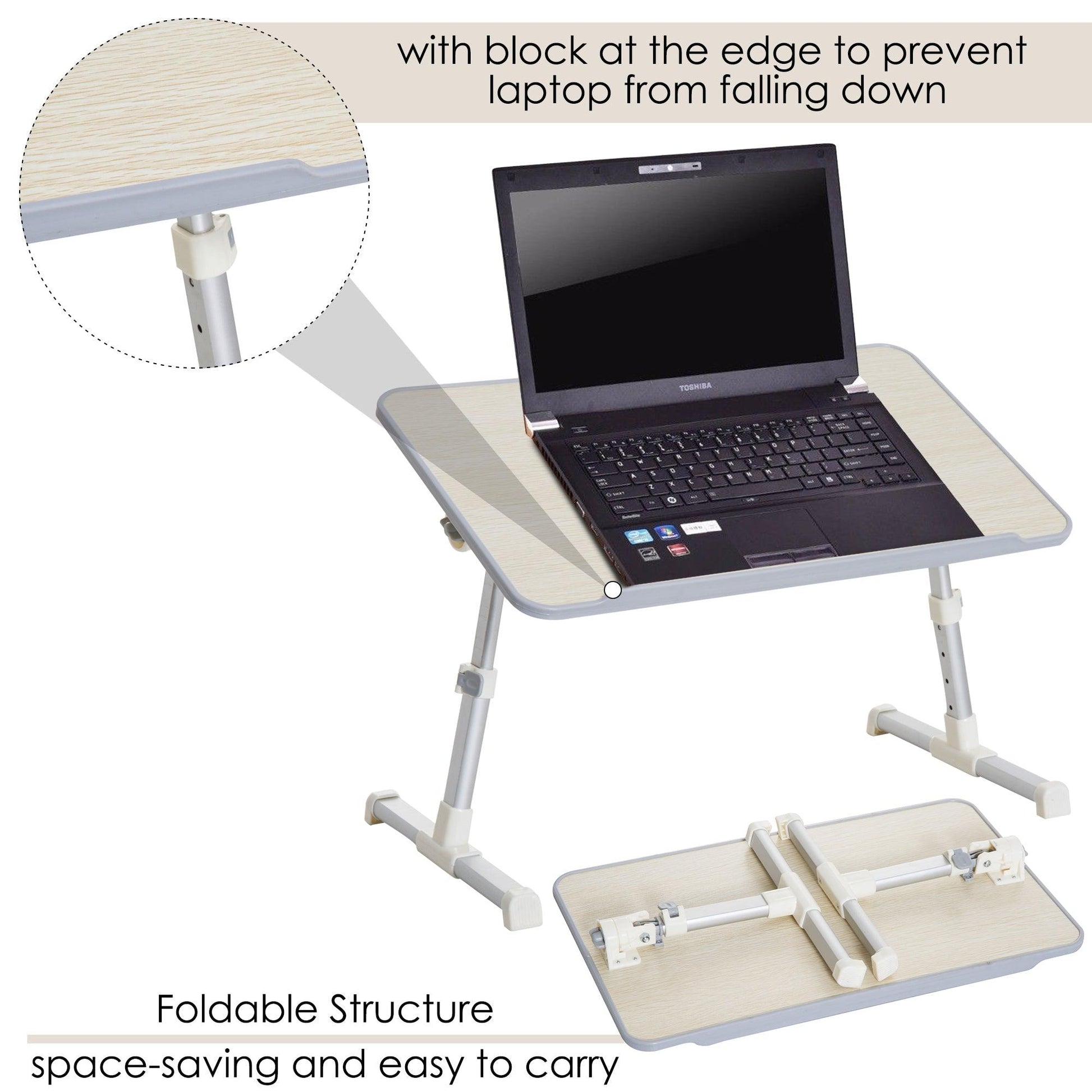 HOMCOM Foldable Laptop Stand - Portable, Adjustable Desk - ALL4U RETAILER LTD