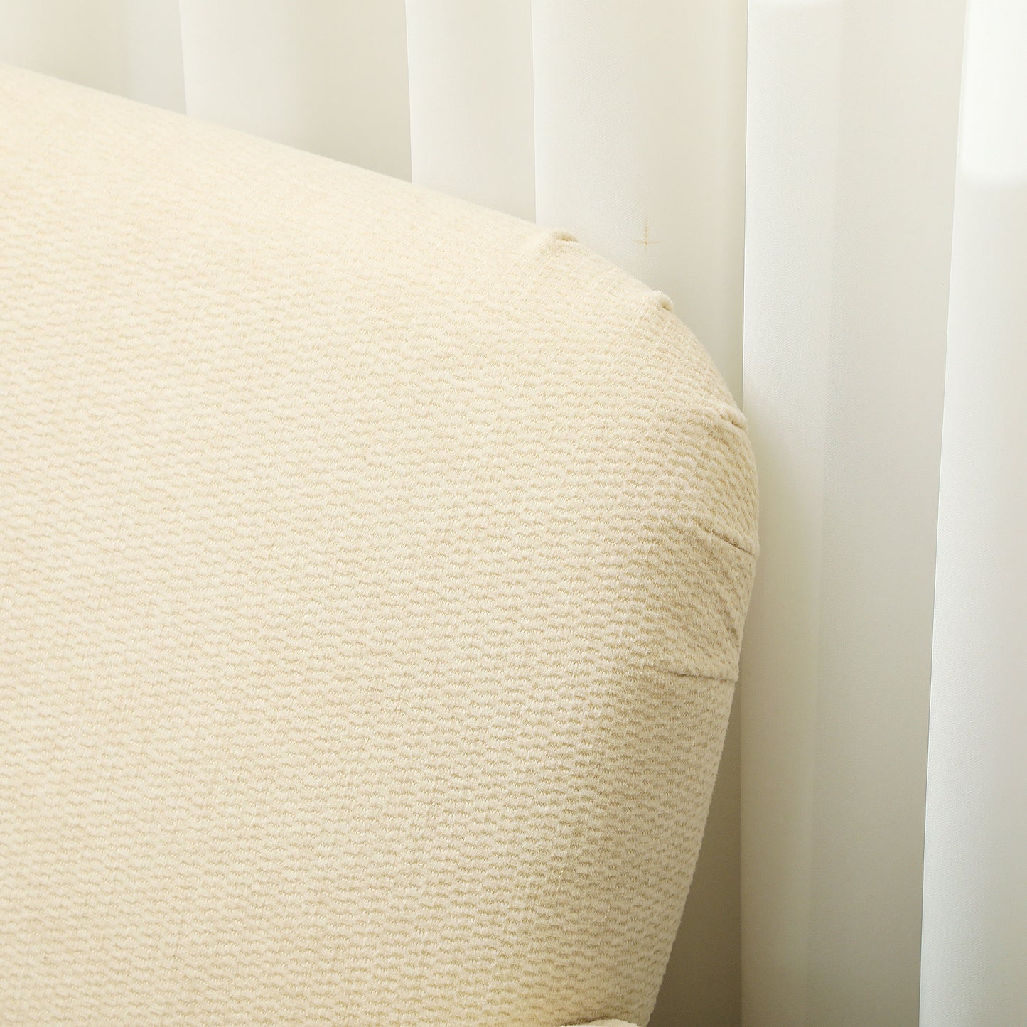 HOMCOM Velvet Feel Fabric 2 Seater Sofa Loveseat With 21cm Thick Padding And Wood Legs Cream White