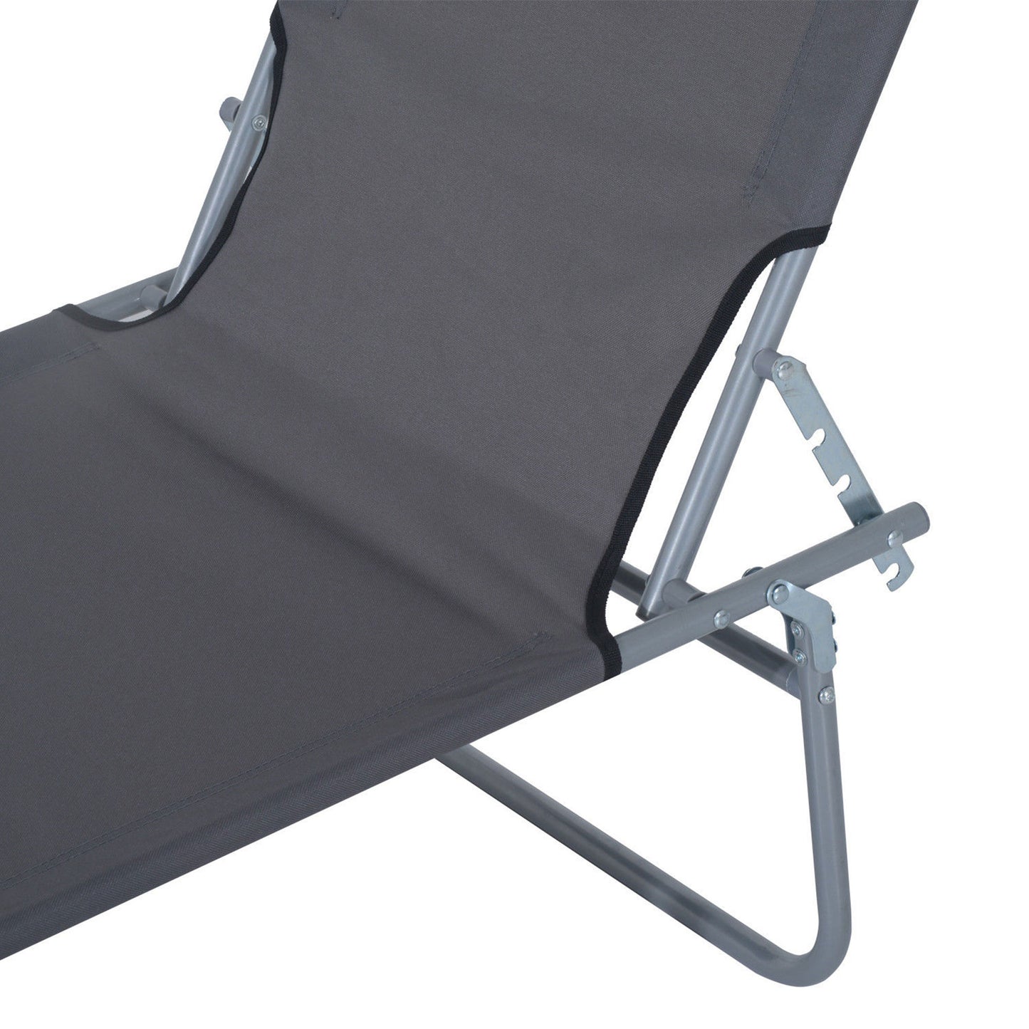 Outsunny Adjustable Canopy Sun Lounger Set: Foldable Patio Recliners with Removable Shade, Grey - ALL4U RETAILER LTD