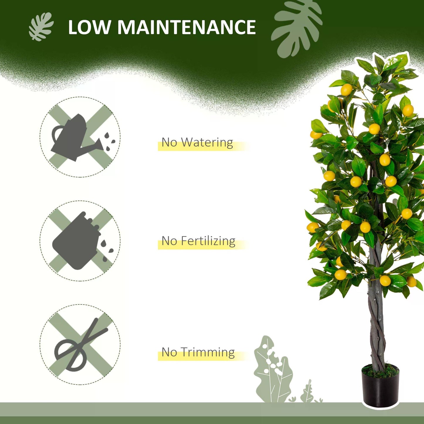 HOMCOM Lemon Tree Artificial Plant with Decorative Fruits for Indoor and Outdoor Use, 135cm - ALL4U RETAILER LTD