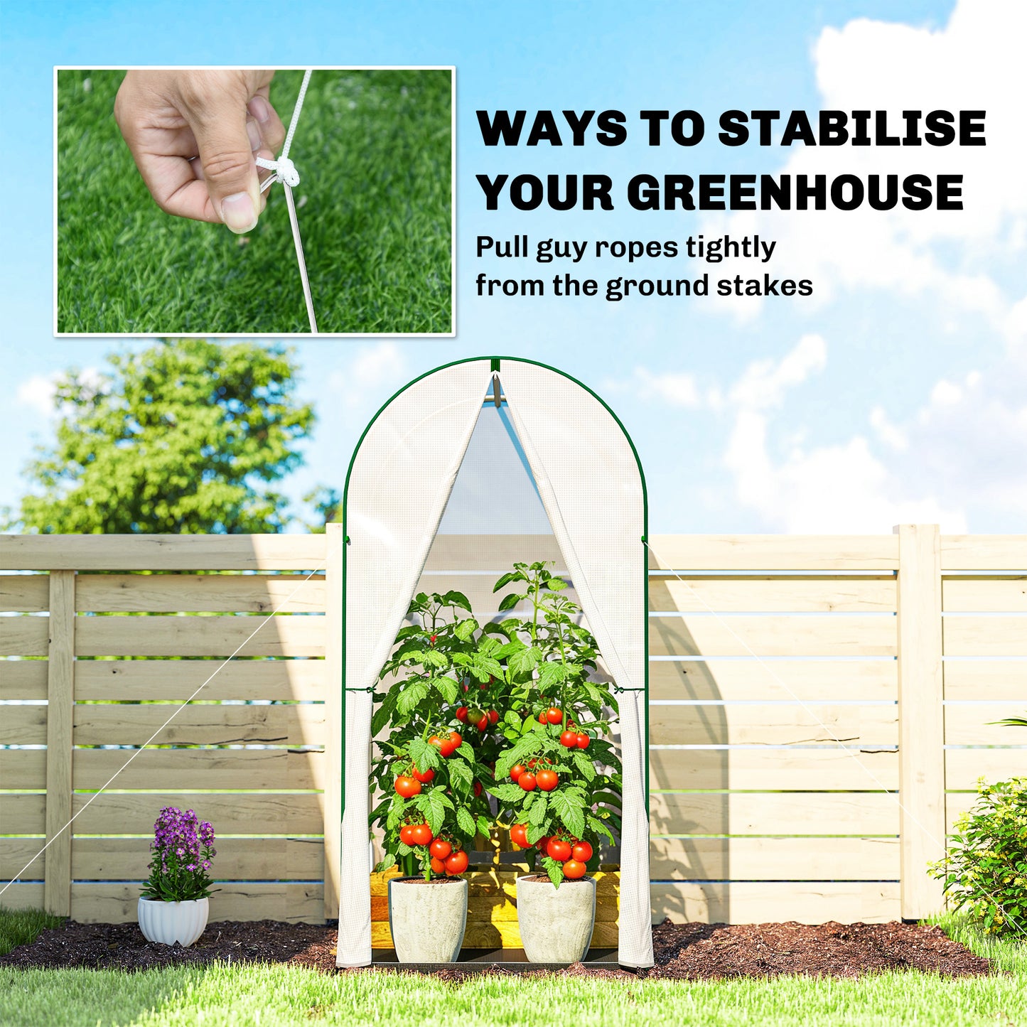Outsunny Mini Greenhouse Portable Garden House With Roll Up Door PE Base Small Greenhouse 100 X 100 X 195 Cm White