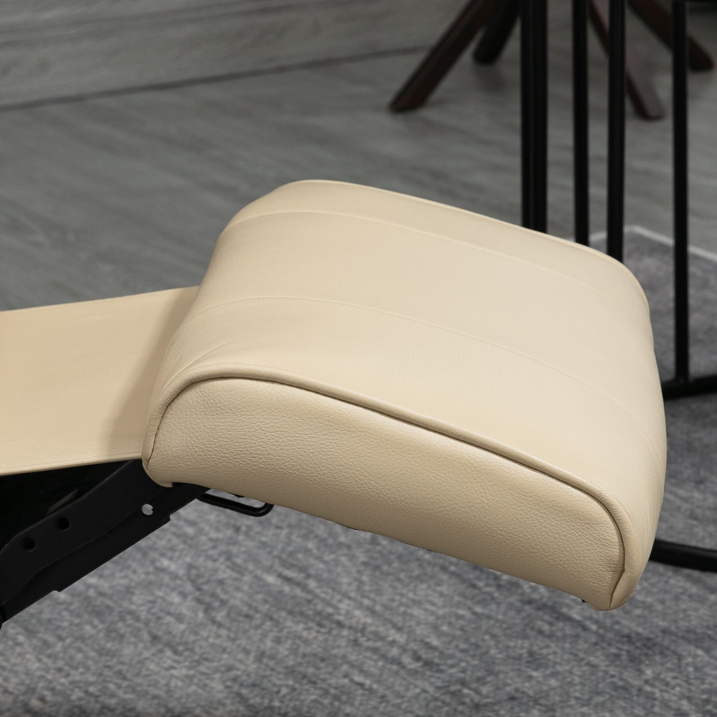 HOMCOM Reclining Armchair With Footrest Cream White 360 Degree Swivel Wood Frame Padded