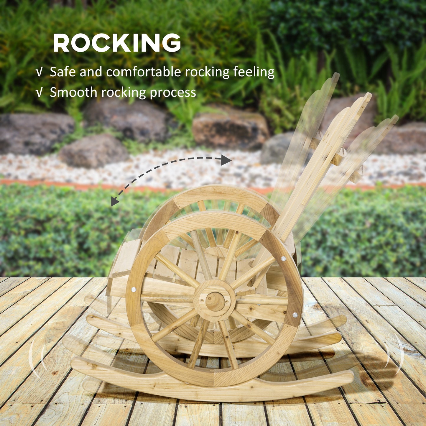 Outsunny 2 Piece Wooden Adirondack Rocking Chairs Set Outdoor Garden Patio Rockers With Natural Finish
