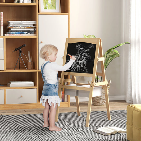 AIYAPLAY Kids Easel With Paper Roll 3 In 1 Art Easel For Toddlers Whiteboard Chalkboard With Storage Baskets