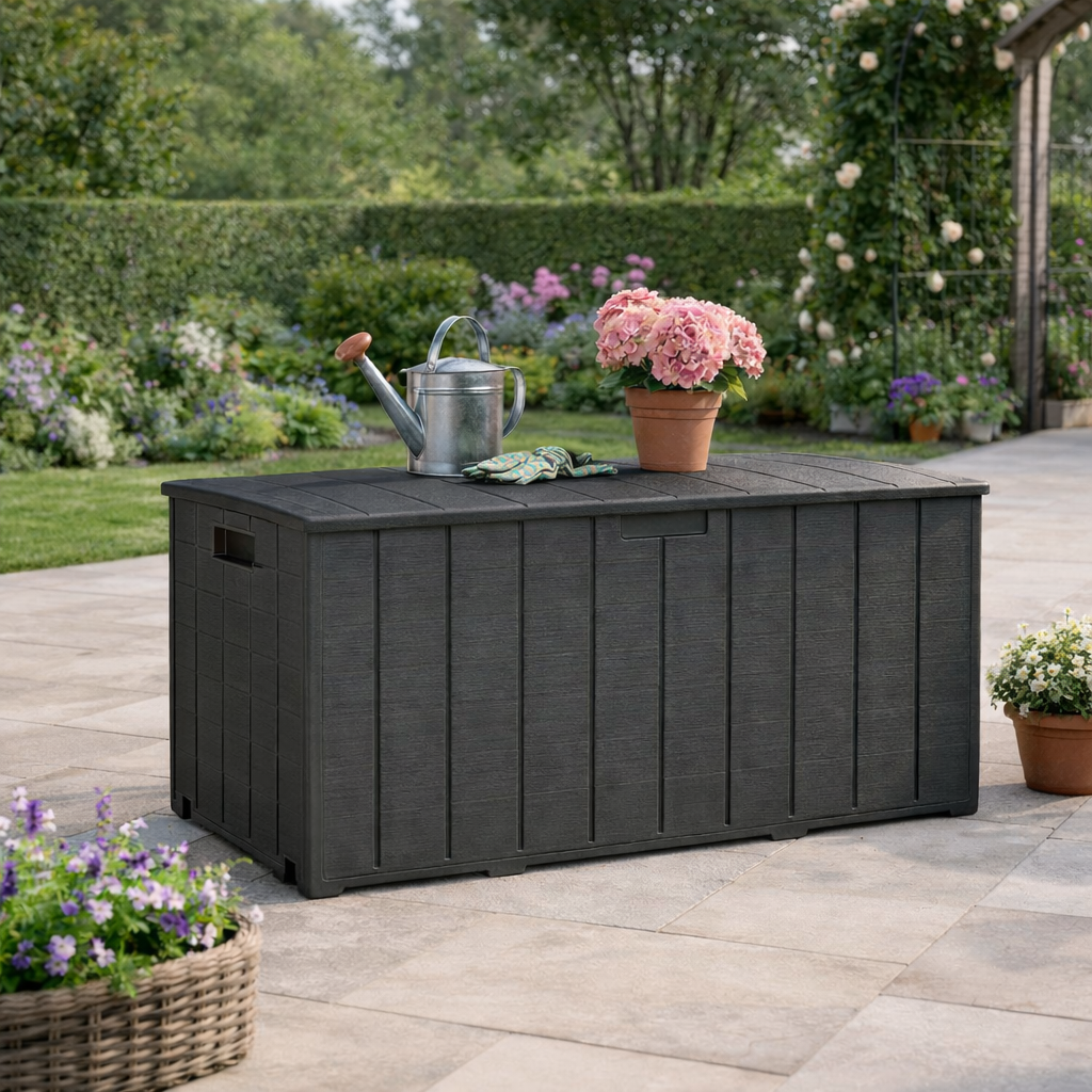 Outsunny 336 Litre Garden Storage Box Water Resistant Heavy Duty Double Wall Plastic Container Outdoor Organizer