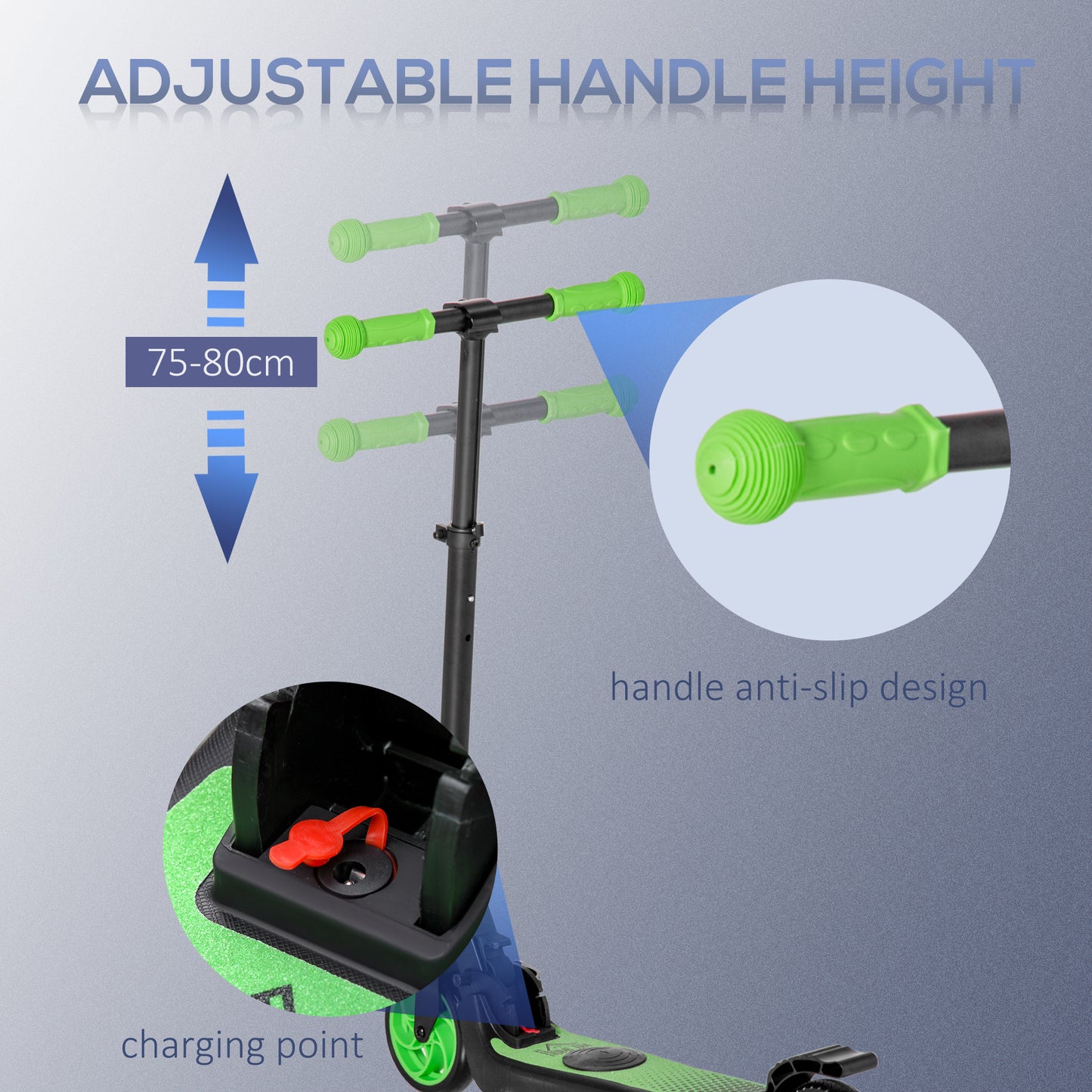 HOMCOM Compact Folding Electric Scooter for Kids and Adults, 120W Motor, 8km/h Speed, Safe Rear Wheel Brake, Green | Aosom UK - ALL4U RETAILER LTD