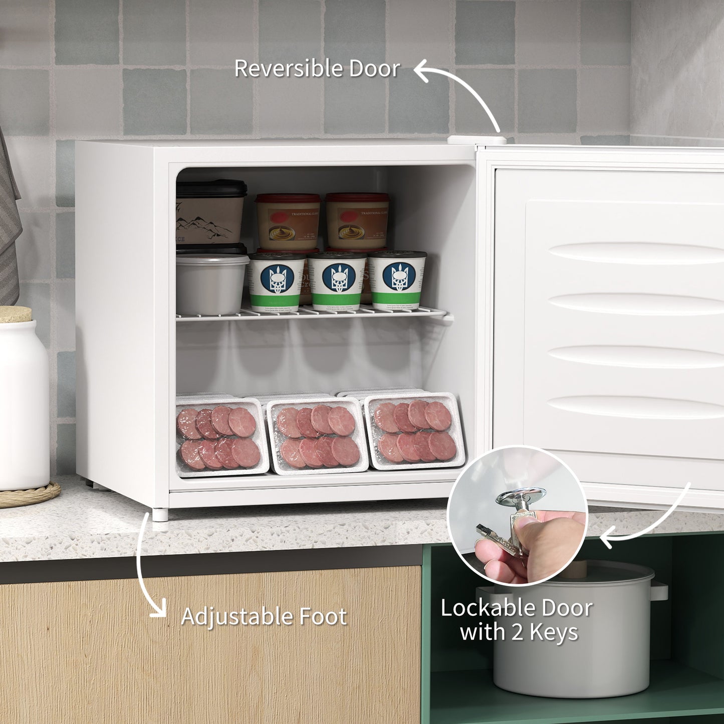 HOMCOM 35L Mini Freezer Countertop White With Temperature Range Minus 24 To Minus 14 Celsius