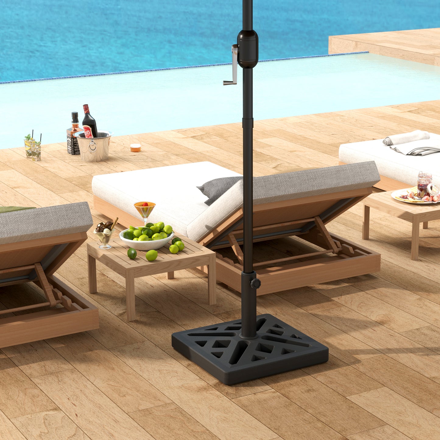 Outsunny Garden Parasol Base 15Kg HDPE Outdoor Umbrella Stand With Cutout Design For 32 38 48 Mm Poles Black