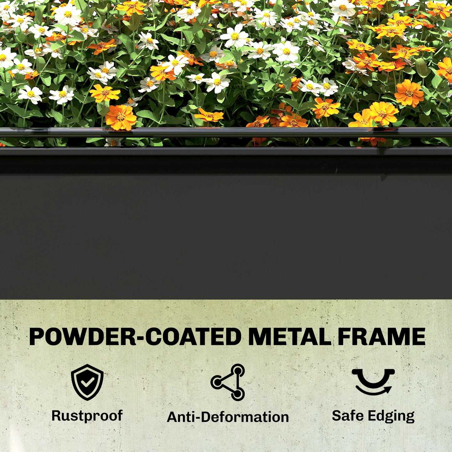 Outsunny Raised Planter With Flip Up Greenhouse Cover On Legs Drainage Hole Black Metal Garden Bed
