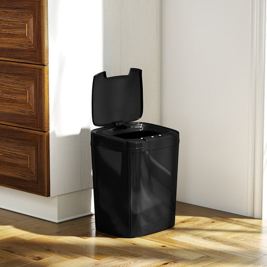 HOMCOM 15L Sensor Bin Touchless Automatic Kitchen Bin with Manual Mode Battery Operated Black