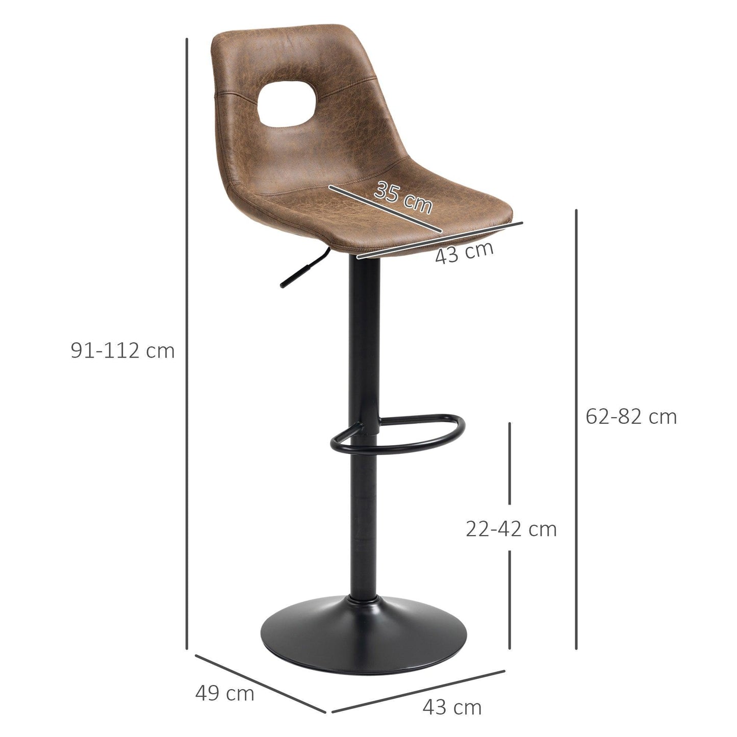 HOMCOM Retro Adjustable Bar Stools - ALL4U RETAILER LTD