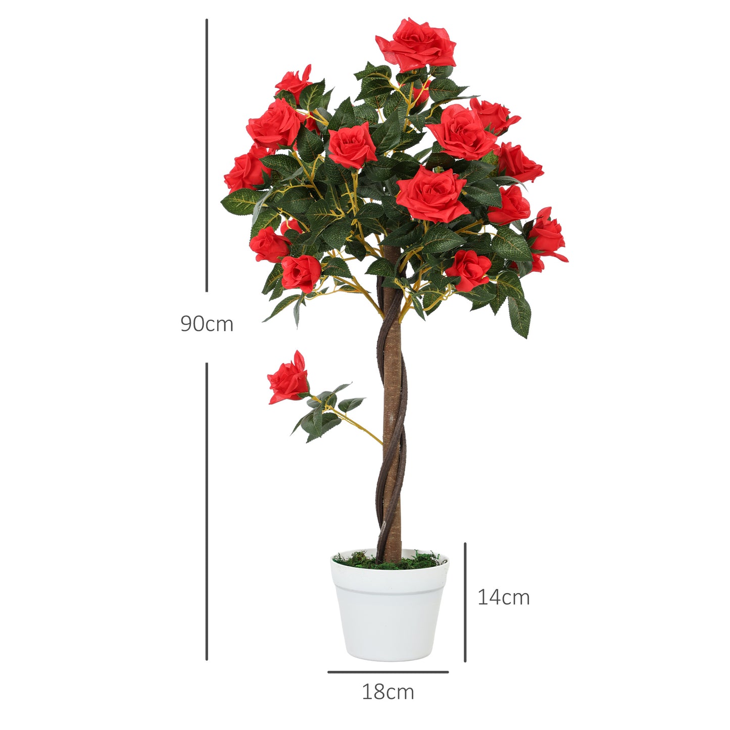 Outsunny Set Of 2 Artificial White Rose Plants In Pots For Home Indoor Decor 90cm