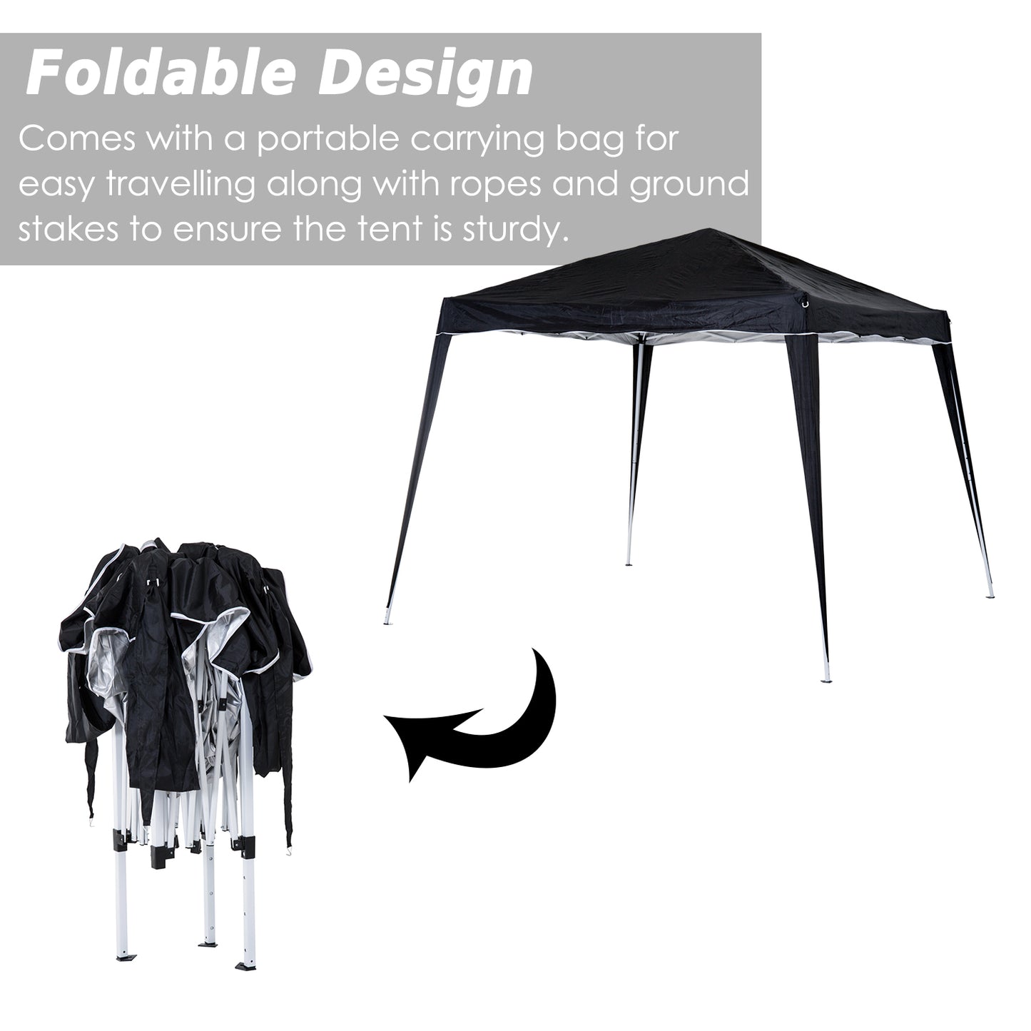 Outsunny 3m Pop Up Gazebo With Carry Bag Height Adjustable Slant Leg Party Tent Instant Event Shelter Black