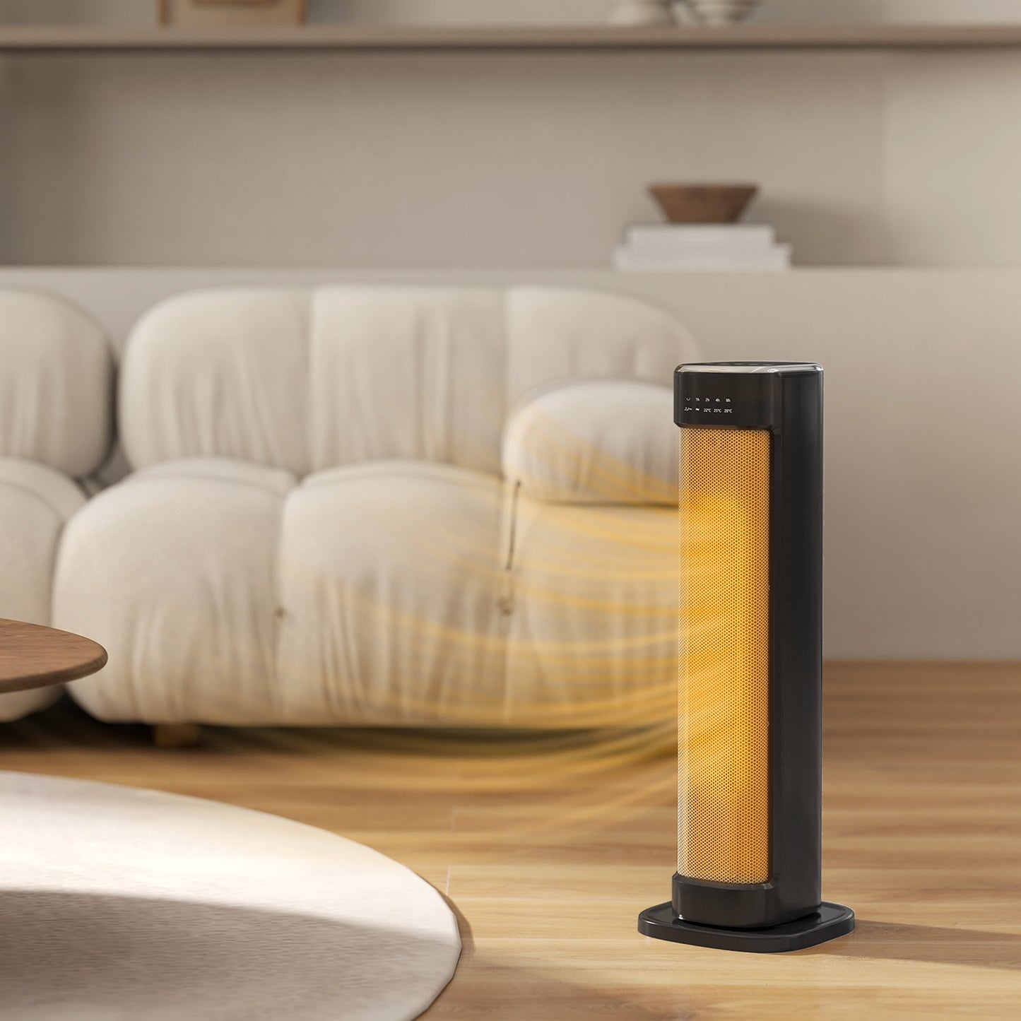 HOMCOM 2000W Ceramic Electric Heater With 3 Heat Settings Timer And Overheat And Tip Over Protection Black