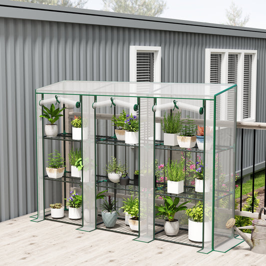 Outsunny 46 By 215 Cm Nine Shelf Greenhouse White Plastic Garden Plant Shelter Kit