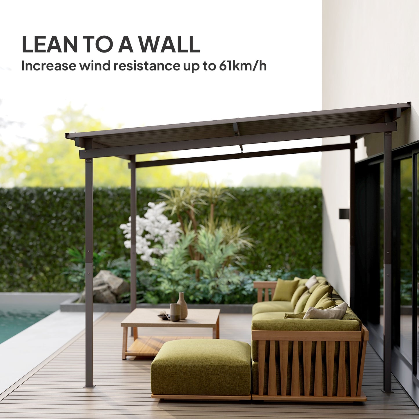 Outsunny 3x3m Garden Pergola With Waterproof Metal Roof Gazebo Wind Resistant Outdoor Sun Shade Easy Assembly