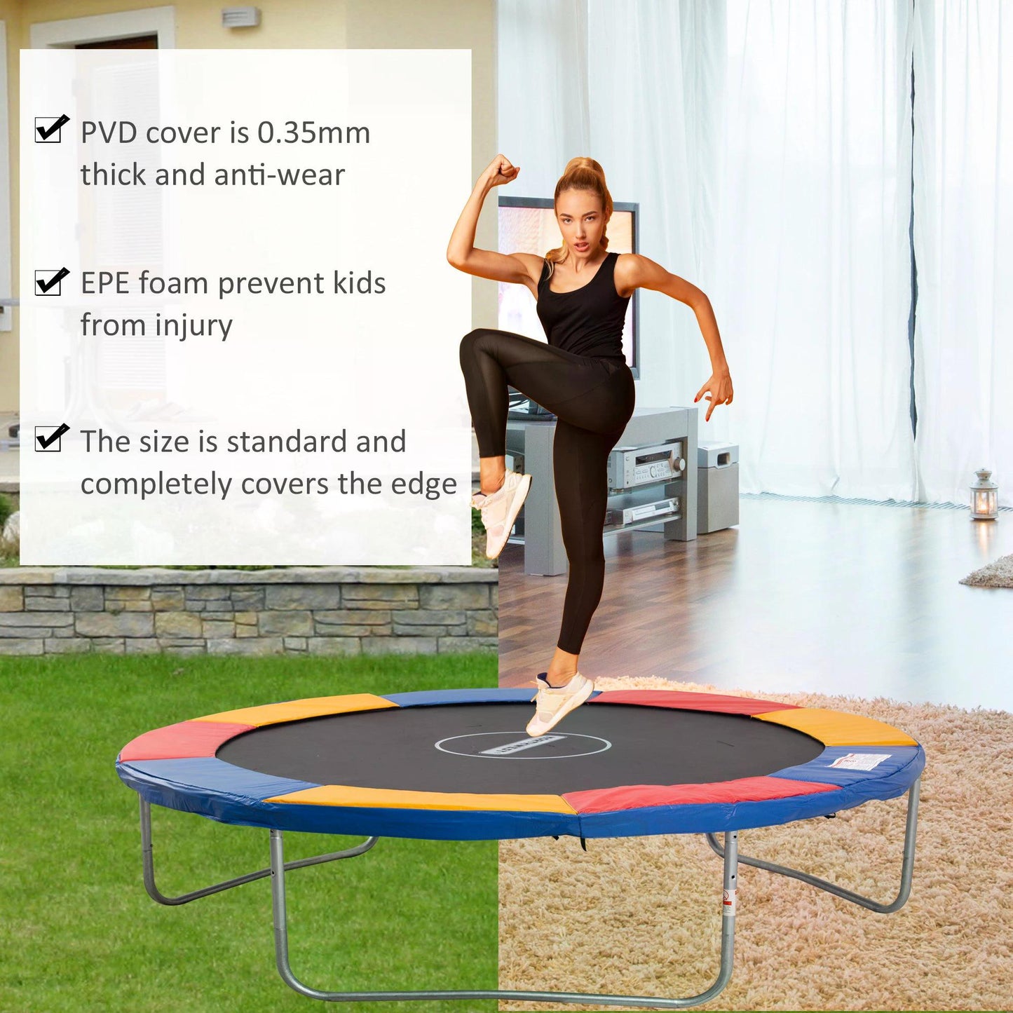 HOMCOM 10ft Trampoline Safety Pad with Multicoloured Foam Padding - UV-Resistant and Snug Fit - ALL4U RETAILER LTD