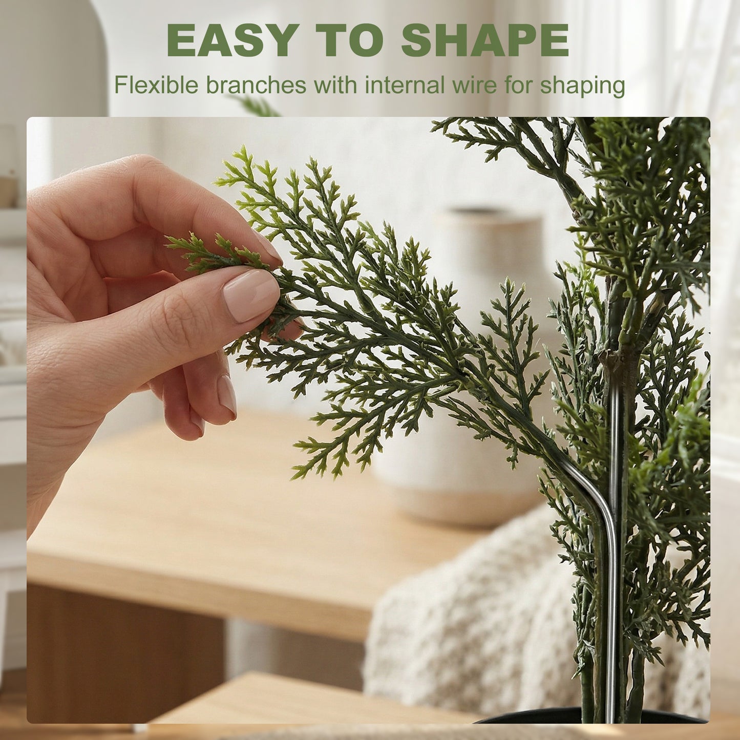 HOMCOM Set of 2 Decorative Artificial Cypress Topiary Trees in Weighted Pots 90cm Tall with 564 Leaves