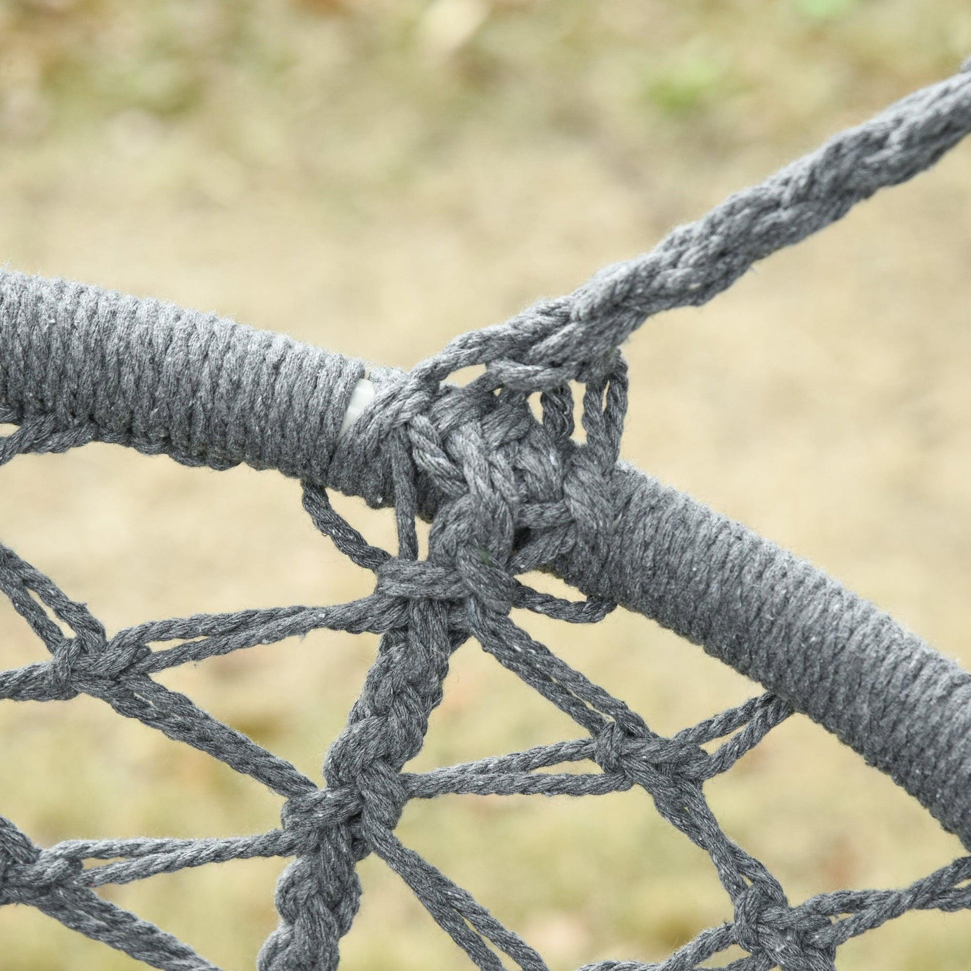 Outsunny Cotton Rope Hammock Chair with Metal Frame and Cushion, Dark Grey - ALL4U RETAILER LTD