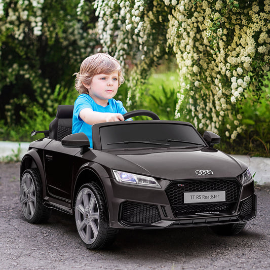 HOMCOM Audi TT RS 12V Kids Electric Ride-On Car with Remote Control, Lights, Horn, and MP3 Player - Black - ALL4U RETAILER LTD