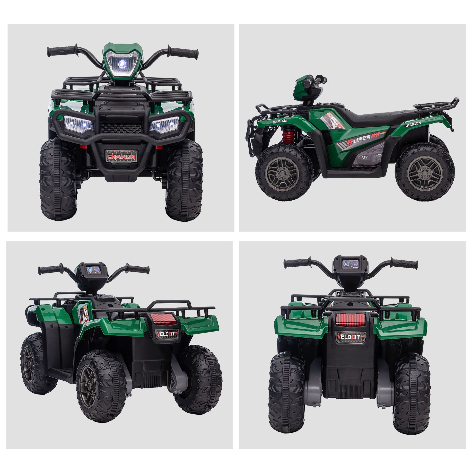 HOMCOM 12V Electric Kids ATV Quad Bike with Music, LED Lights, and Dual Speed for Ages 3-5 - Green - ALL4U RETAILER LTD