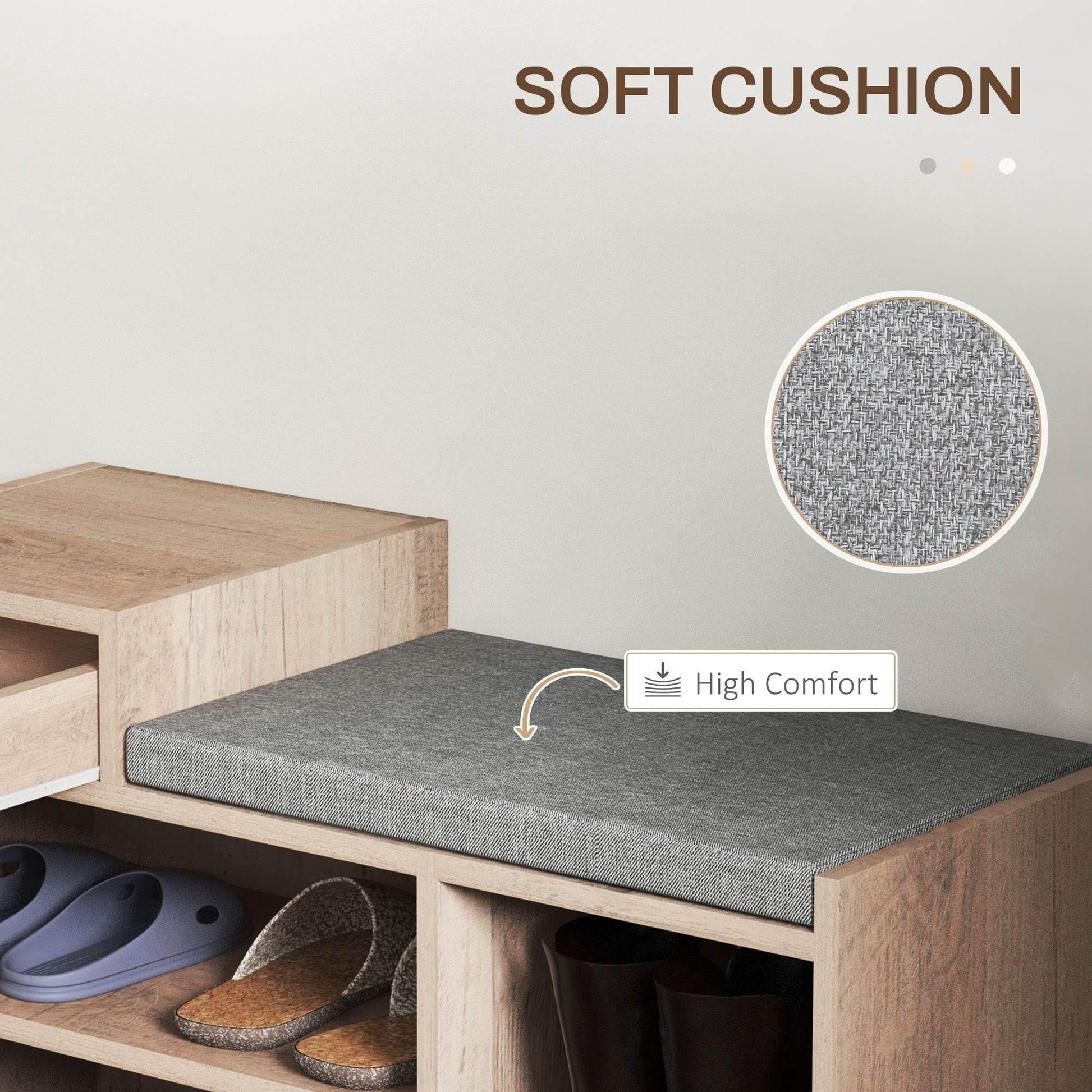 HOMCOM Grey Shoe Storage Bench with Comfortable Seating and Drawer - ALL4U RETAILER LTD