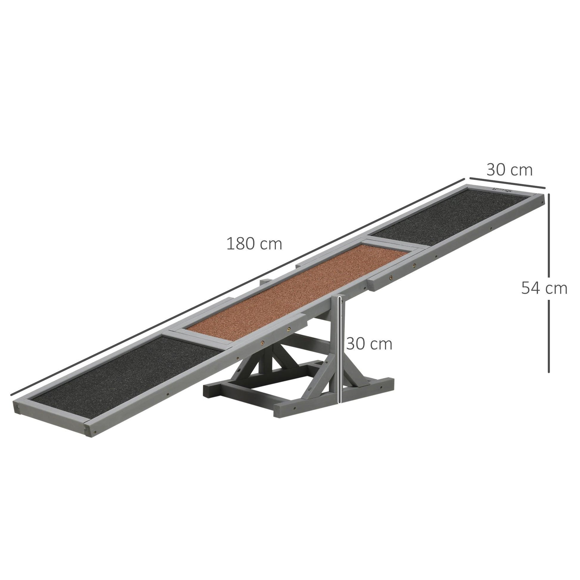 PawHut Wooden Pet Seesaw for Big Dogs with Anti-Slip Surface, 180 x 30 x 30cm - ALL4U RETAILER LTD