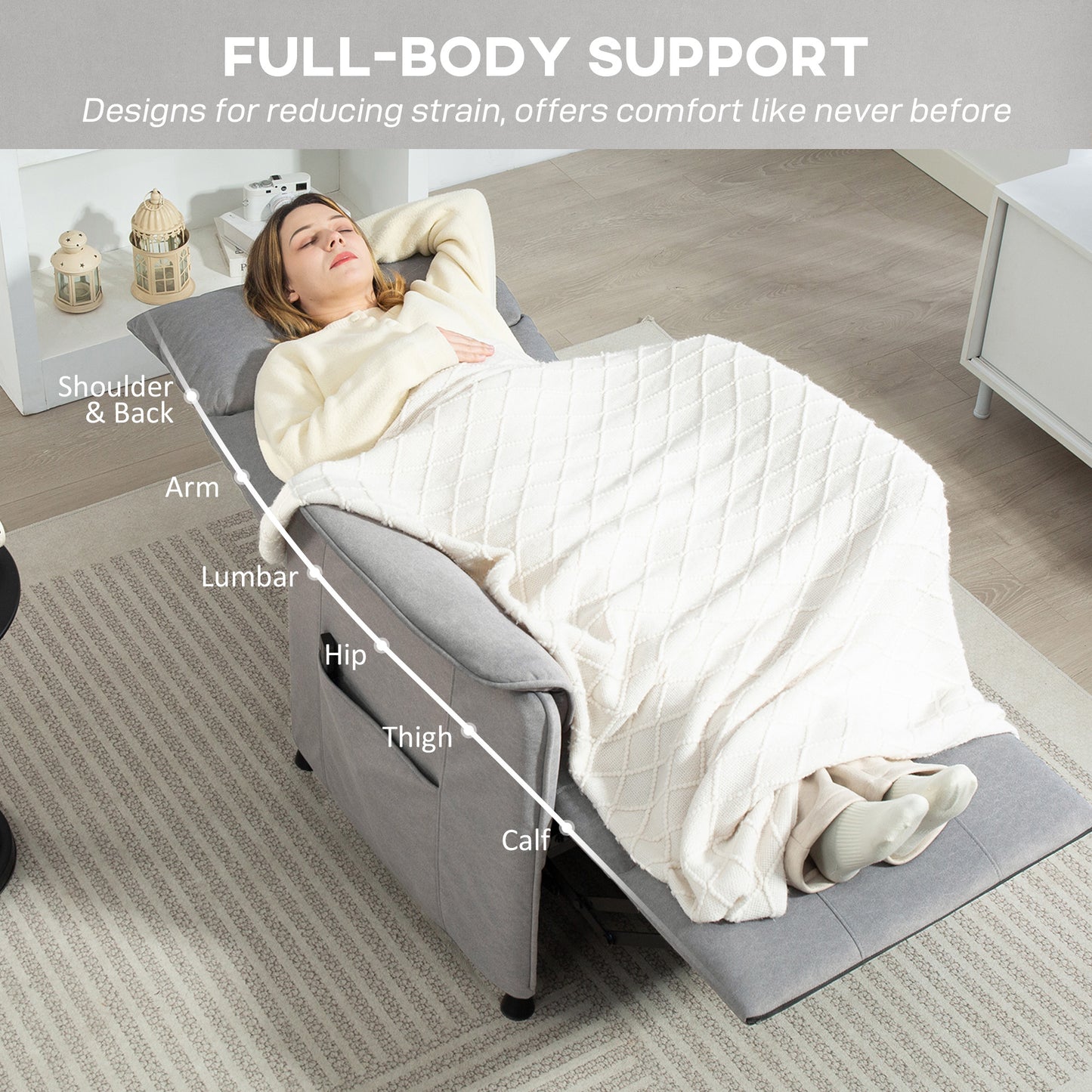 HOMCOM Power Recliner With Remote Electric Grey Pocket Springs Silent Motor Side Pockets
