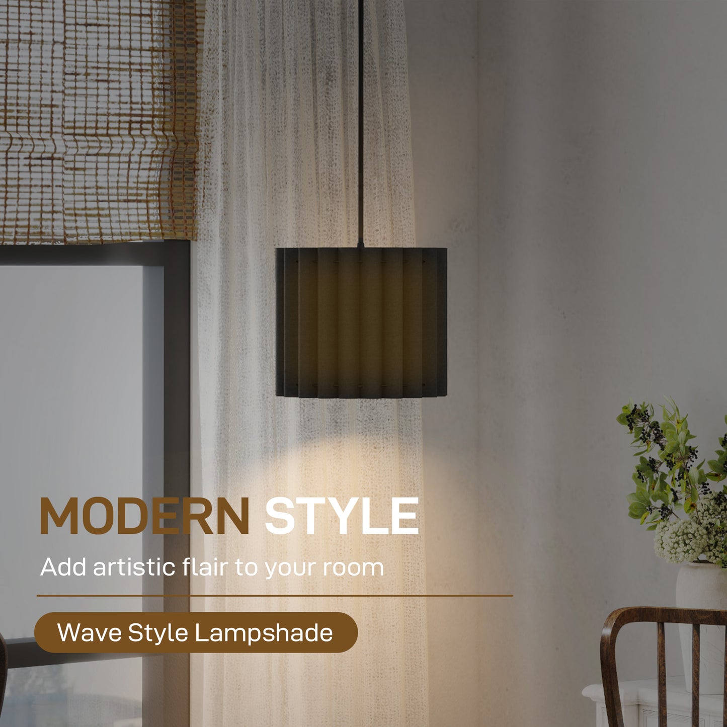 HOMCOM Linen Pendant Light E27 Bulb Modern Hanging Ceiling Lamp For Living Room Bedroom Kitchen Hallway Black
