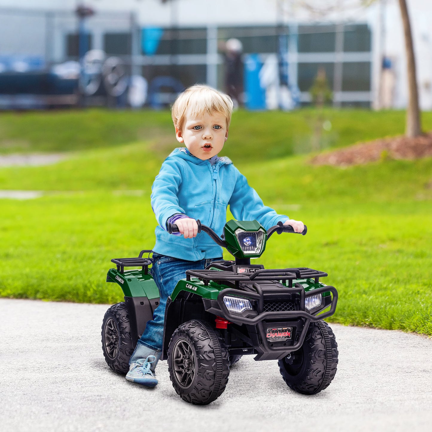 HOMCOM 12V Electric Kids ATV Quad Bike with Music, LED Lights, and Dual Speed for Ages 3-5 - Green - ALL4U RETAILER LTD