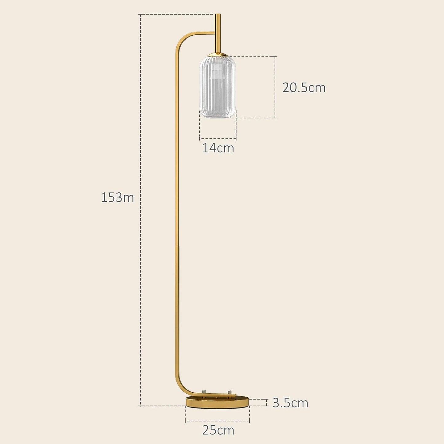 Modern Gold Tone Floor Lamp with Glass Shade and Foot Switch for Living Room and Bedroom - ALL4U RETAILER LTD