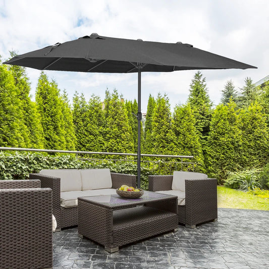 Outsunny 4.6m Black Canopy Parasol - Stylish Shade Solution
