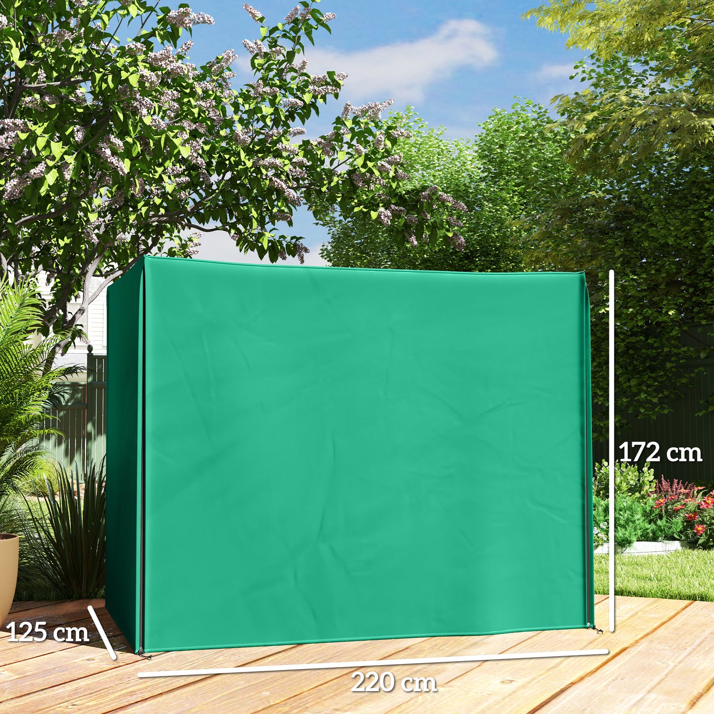 Outsunny 220 X 125 Cm Three Seater Swing Chair Protective Cover Waterproof PU Coated Oxford Cloth Green
