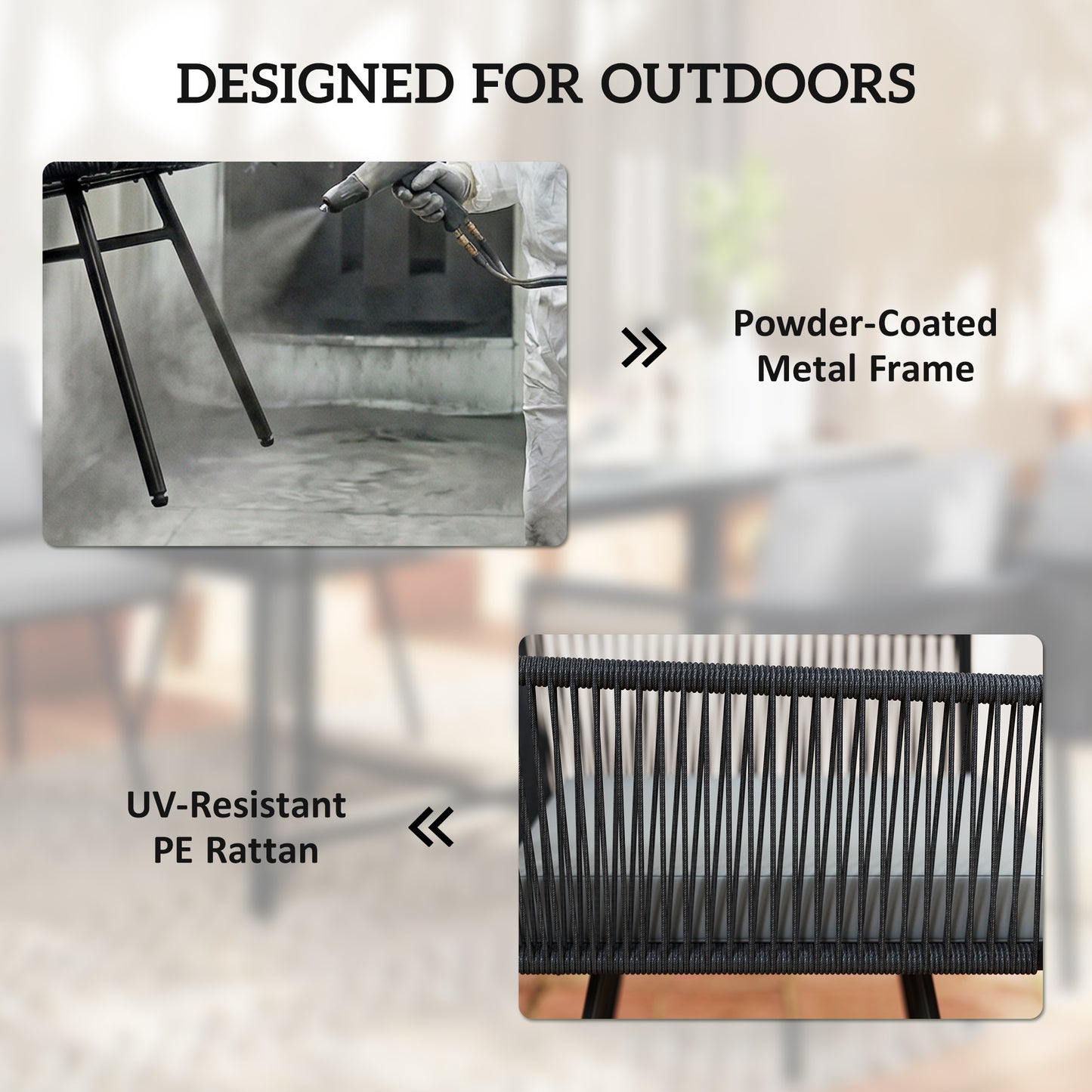 Outsunny 5 Piece Garden Dining Set With Wood Plastic Table And Four Armchairs In Light Grey