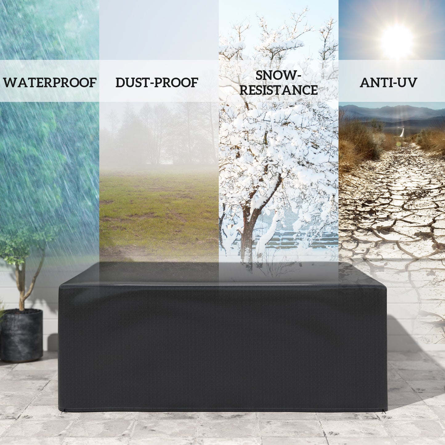 Outsunny Waterproof UV Protective Garden Furniture Cover For Large Patio Sets 235 x 190 x 90 cm Black