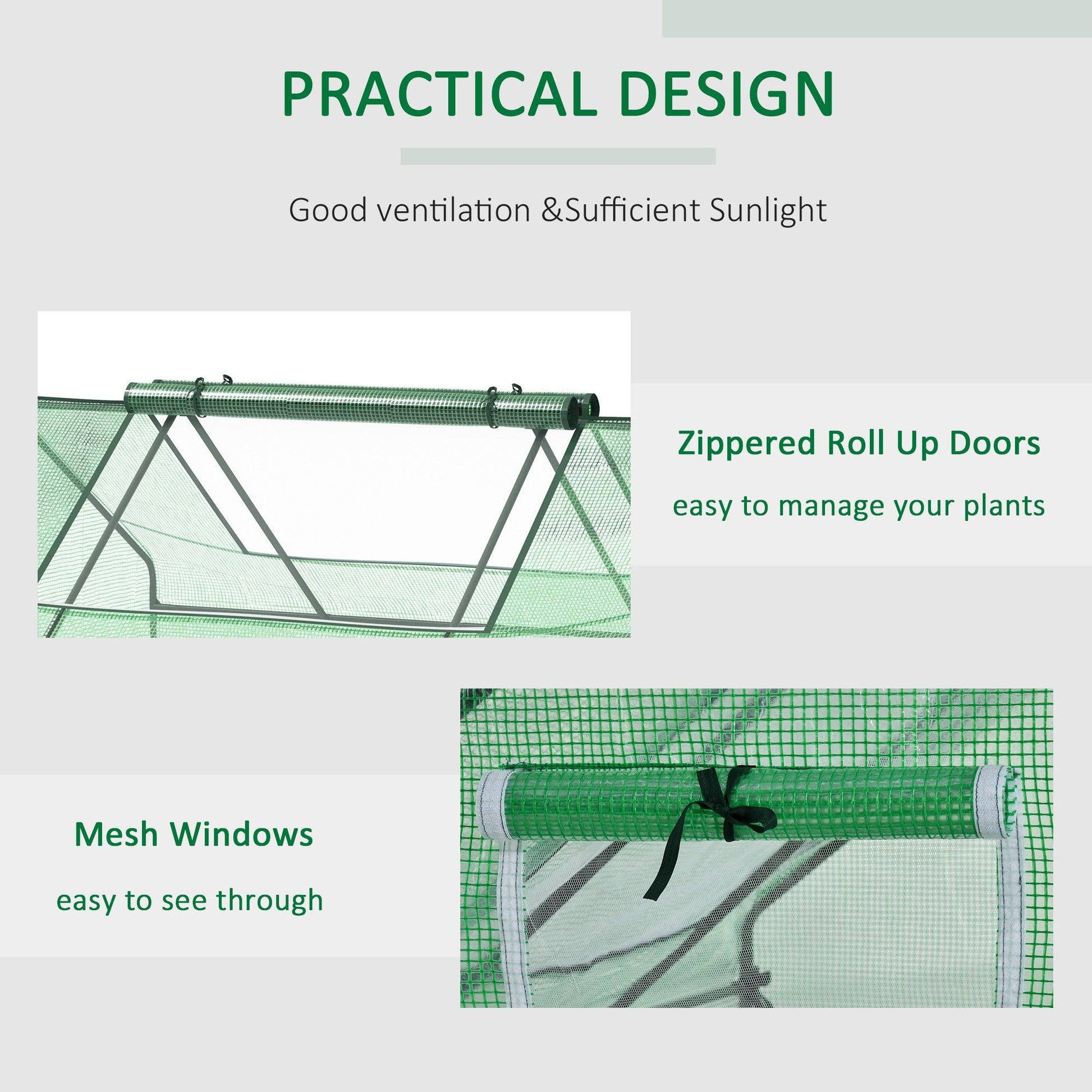 Outsunny 180 x 140 x 80cm Portable Mini Greenhouse with Zipped Windows, Green - ALL4U RETAILER LTD