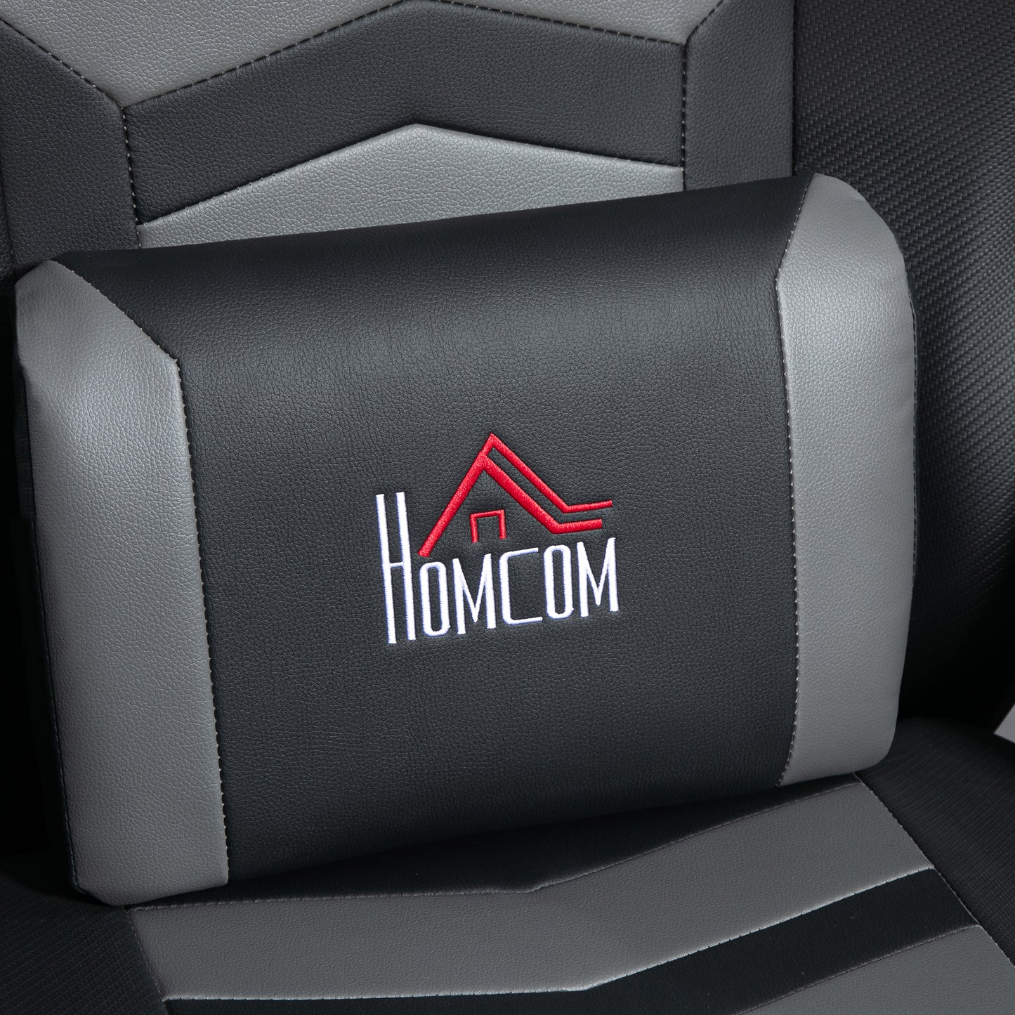 HOMCOM Small Leather Massage Recliner Chair With Ergonomic High Back Headrest And Retractable Footrest Grey