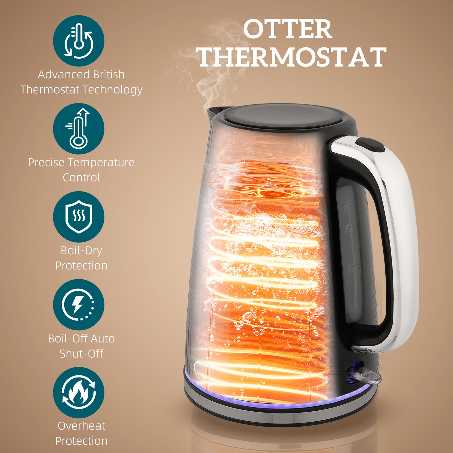 HOMCOM Modern Kettle And Toaster Set Black With Glowing Lights And Fast Boiling 1.7L Capacity Kettle