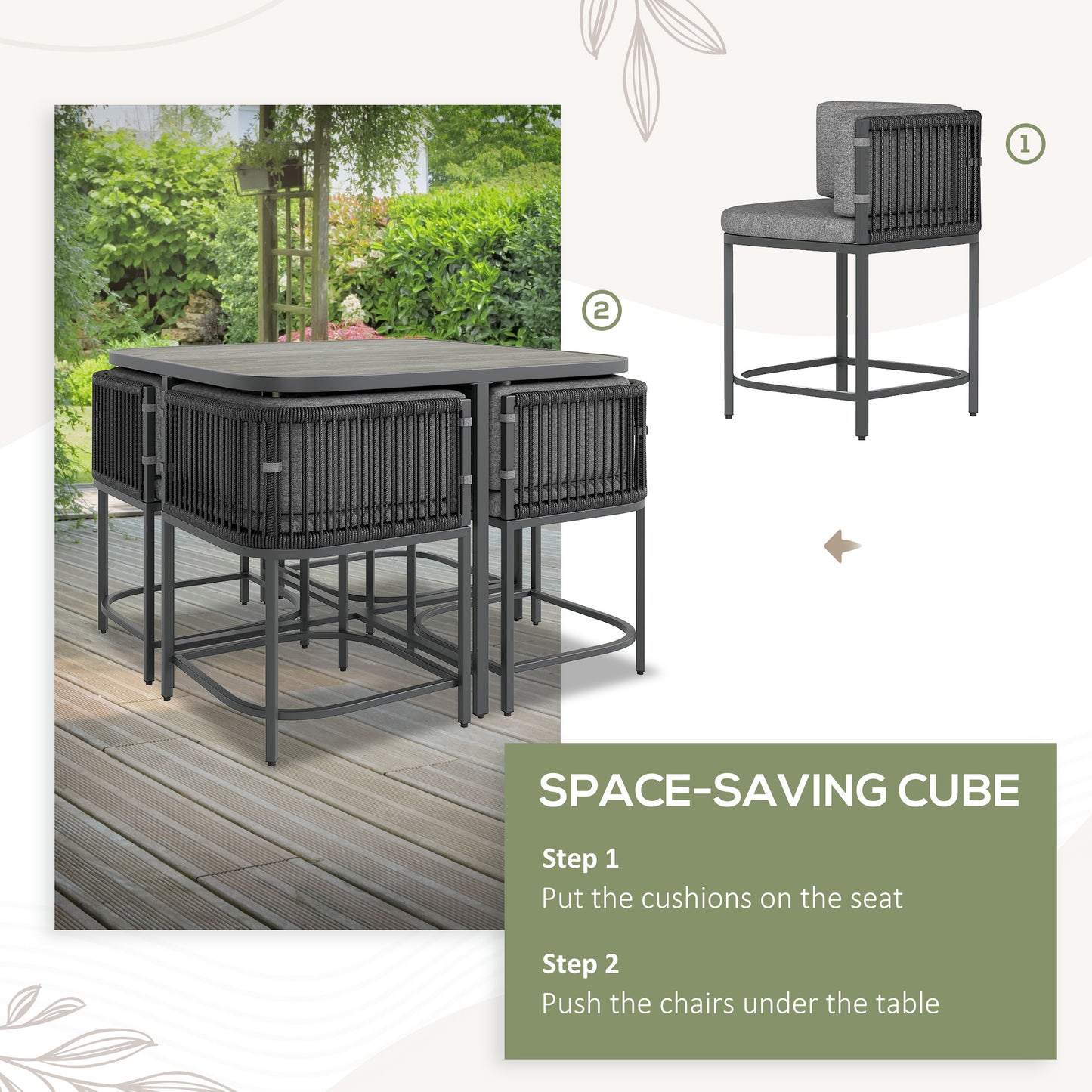 Outsunny 4 Seater Rattan Cube Garden Furniture Set With Cushions Charcoal Grey Outdoor Patio Lounge Set