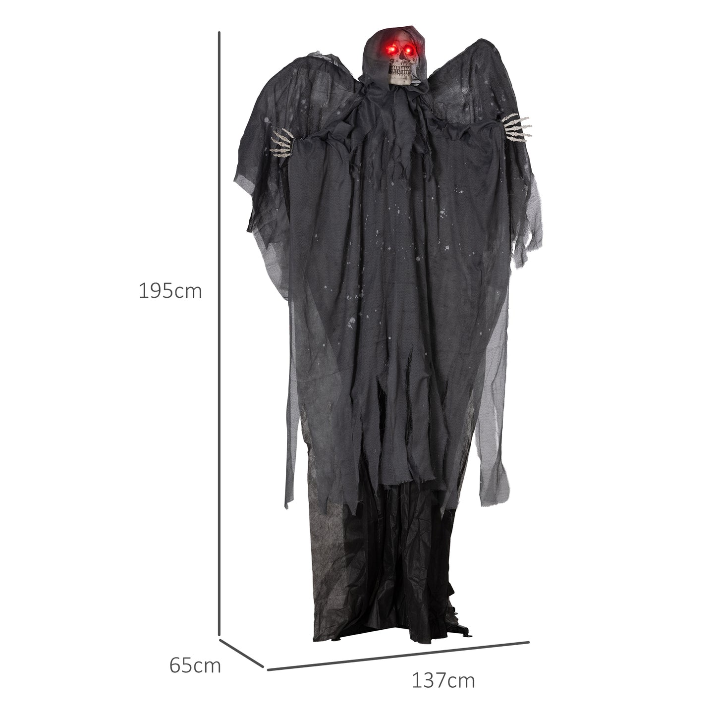 HOMCOM Animated 77" Winged Grim Reaper Halloween Prop with Sound and Light Effects for Spooky Outdoor Decor - ALL4U RETAILER LTD