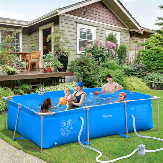 Outsunny Above Ground Swimming Pool with Rust-Resistant Steel Frame, Filter Pump, and Reinforced Sidewalls - 315 x 225 x 75cm, Blue - ALL4U RETAILER LTD