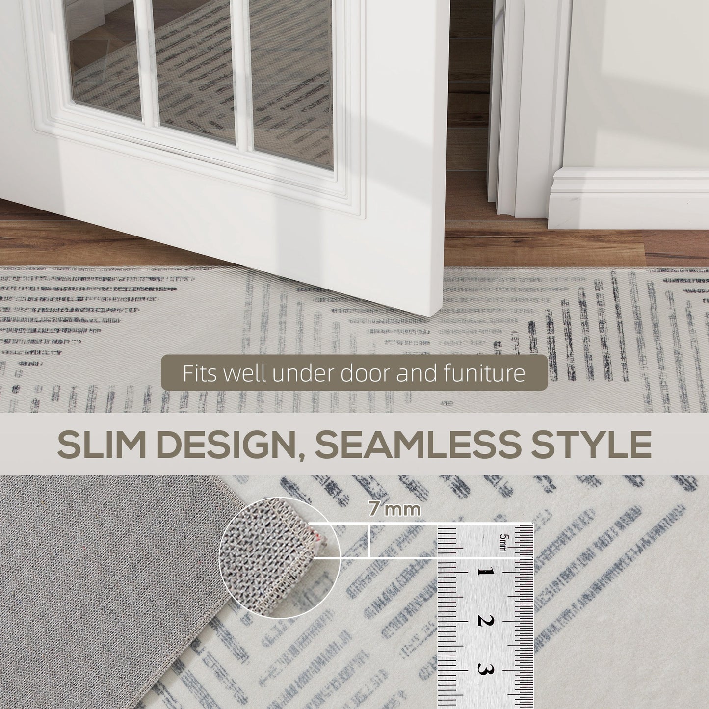HOMCOM Modern Area Rug 290 x 200 cm Geometric Pattern Non Slip Washable Grey Living Room Bedroom Dining Room Office