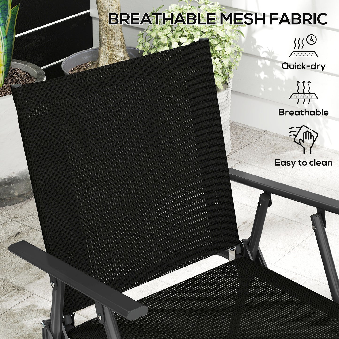 Outsunny Four Piece Outdoor Metal Garden Sofa Set With Tempered Glass Coffee Table Black