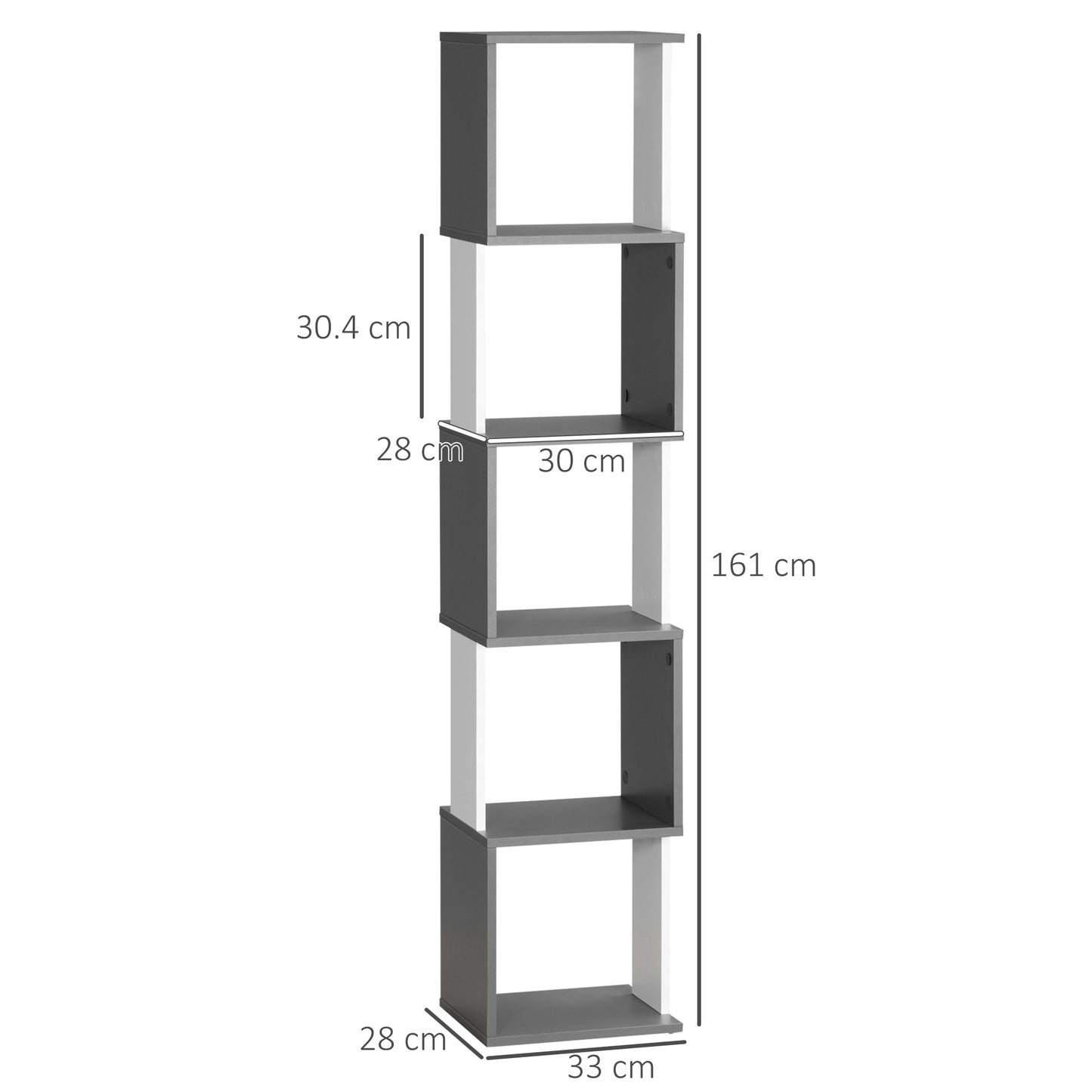 HOMCOM Contemporary 5-Tier Freestanding Bookshelf for Stylish Home and Office Storage, Dark Grey - ALL4U RETAILER LTD