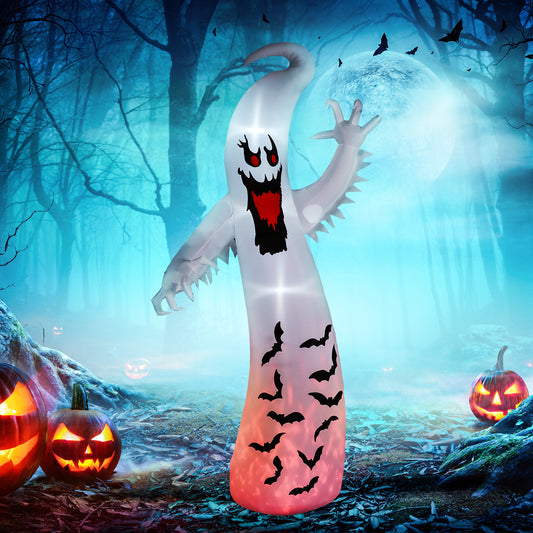 HOMCOM 11.8FT Tall Inflatable Spooky Ghost for Halloween - LED Light-Up Outdoor Decoration with Rotating Flame for Garden and Lawn Parties - ALL4U RETAILER LTD