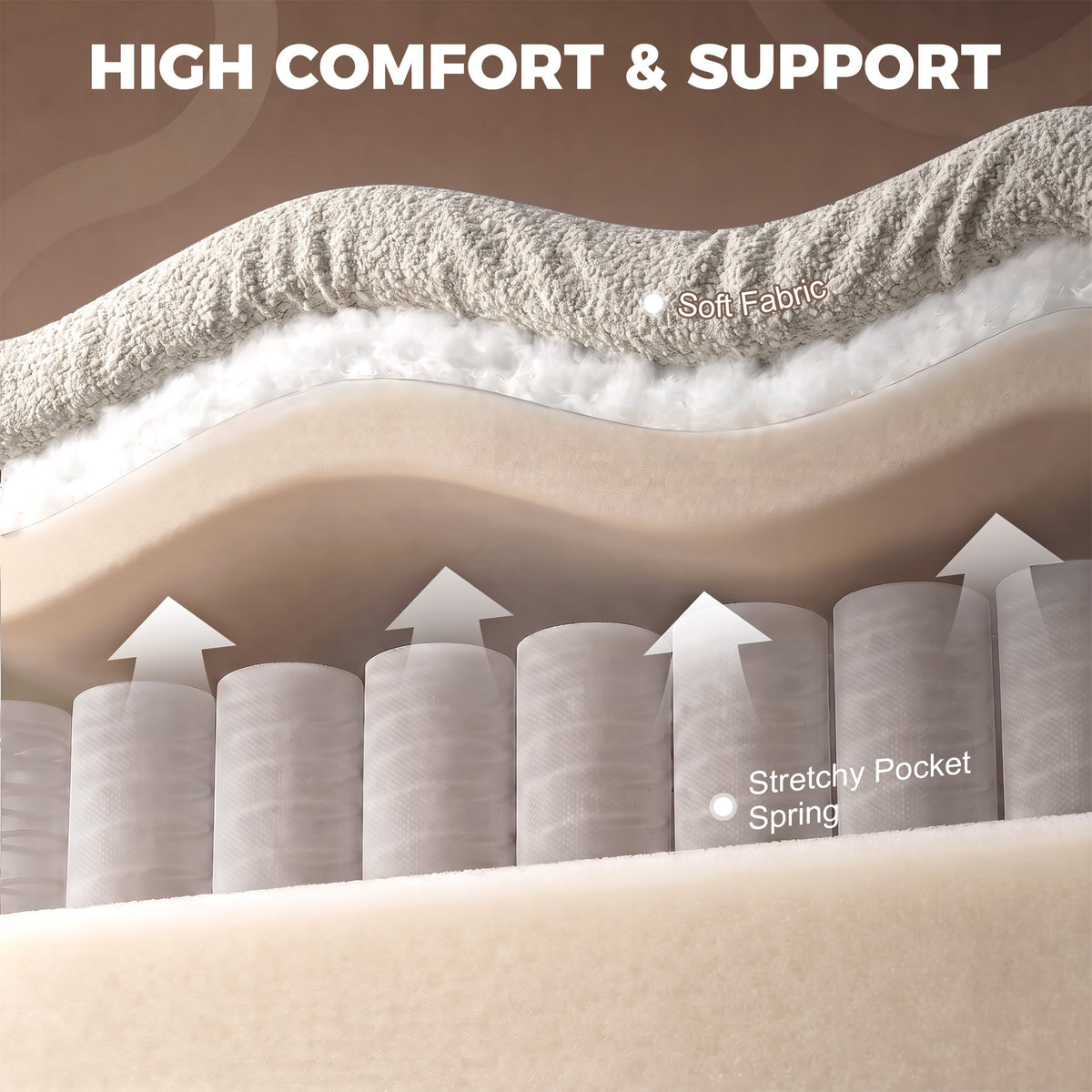Beige recliner cushion with layered comfort padding and soft fabric