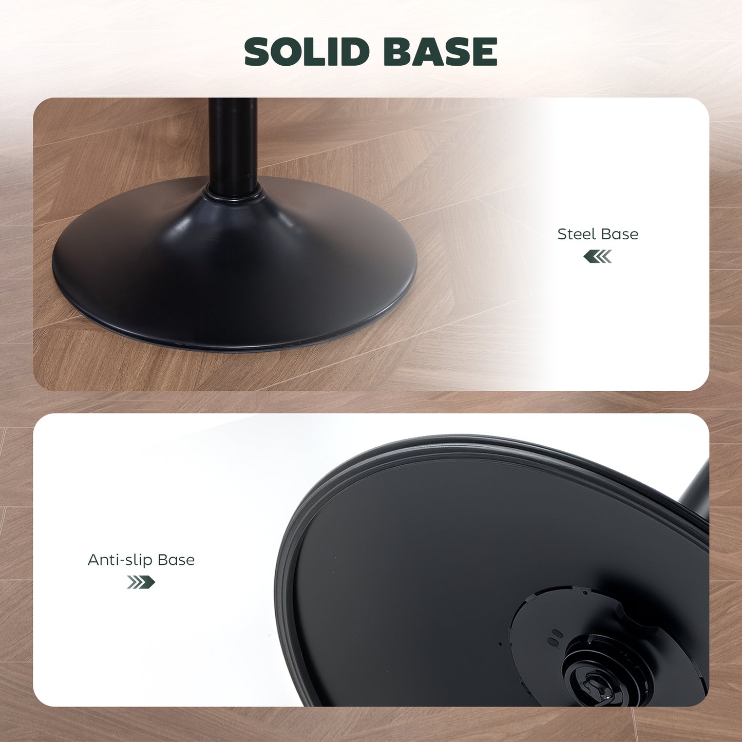HOMCOM Set of Two Faux Leather Bar Stools Dark Green Adjustable Height 87 to 109 cm 360 Degree Swivel Comfort Foam