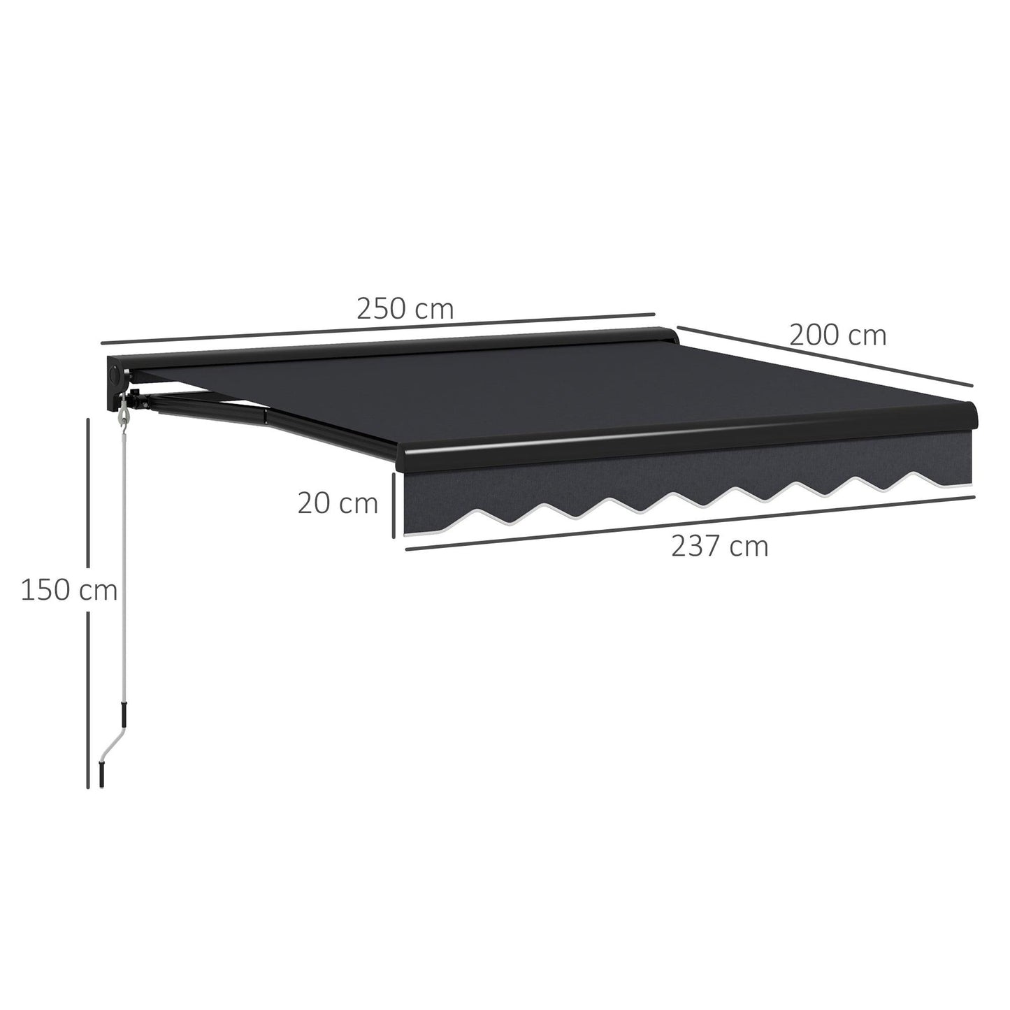 Outsunny 2.5 x 2m Electric Awning with LED Light, Aluminium Frame Retractable Awning Sun Canopies for Patio Door Window - ALL4U RETAILER LTD