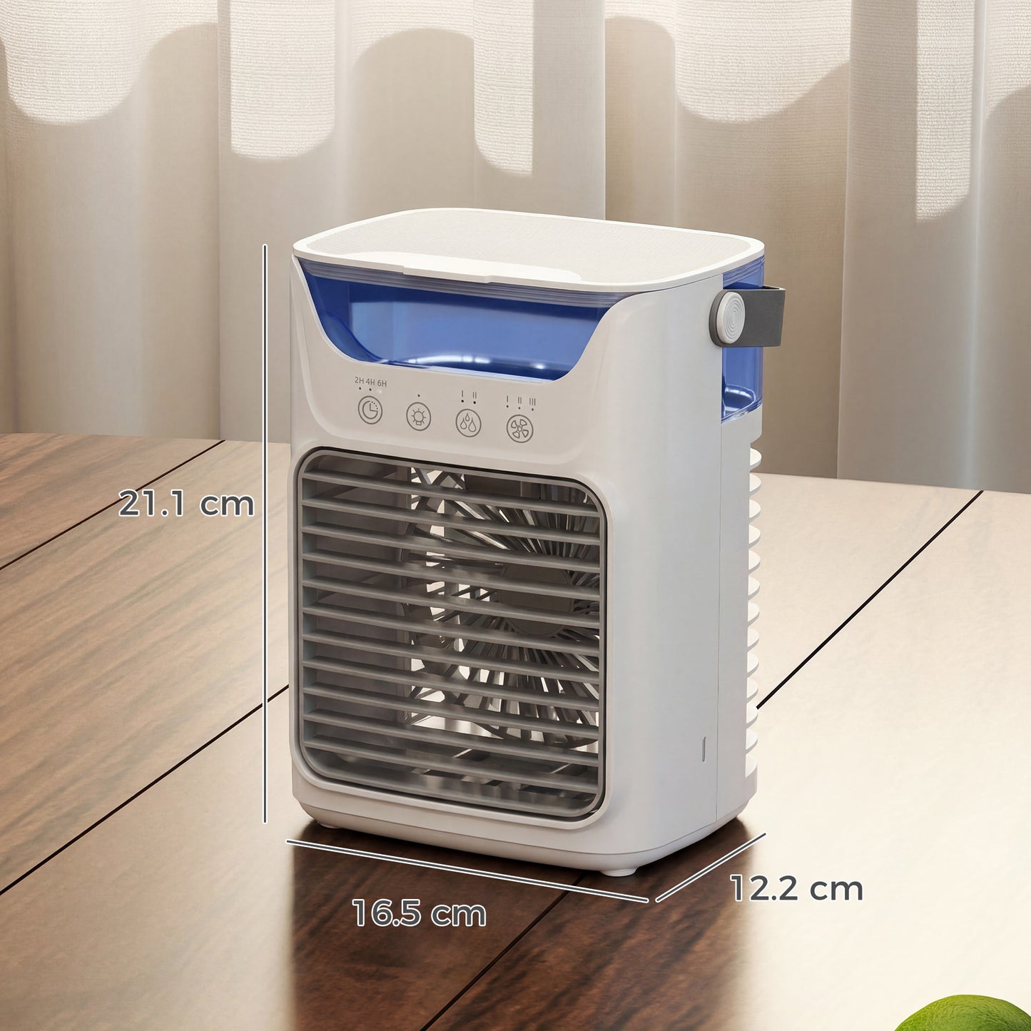 HOMCOM Portable Air Cooler With Adjustable Head, 3 Wind Speeds, 2 Mist Modes, RGB Light, 700ml Tank, Grey
