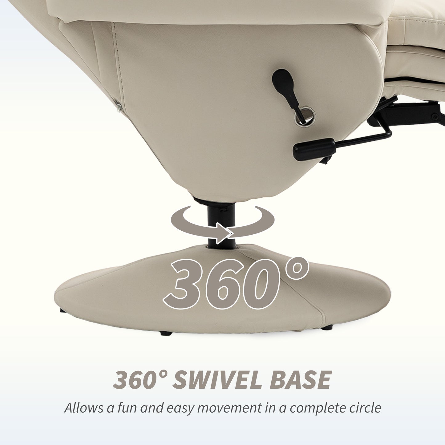 HOMCOM Manual Recliner Chair With Footrest Cup Holder PU Leather Swivel Armchair For Living Room Bedroom Cream White